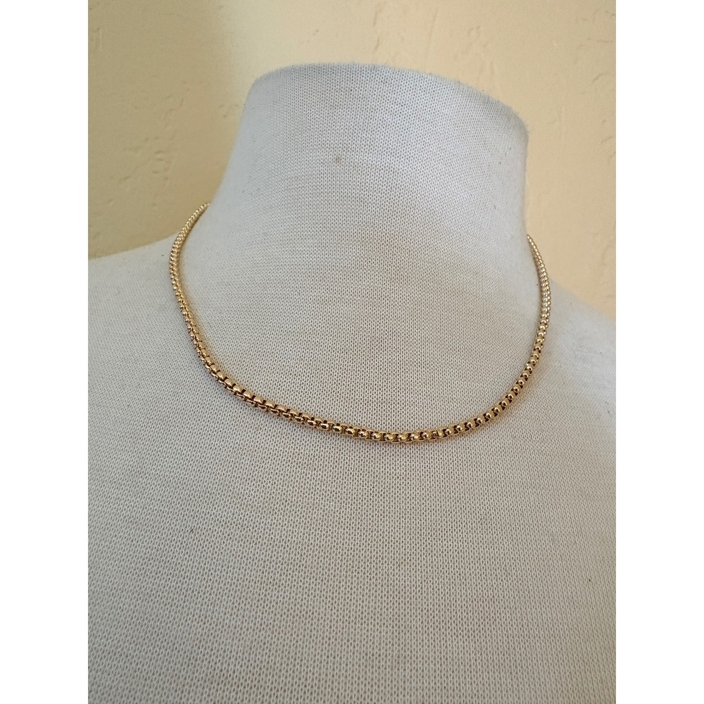 Gold Tone Round Rolo‎ Box Link Chain Necklace Adjustable Lobster Clasp J906